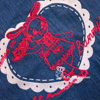 Bunny's Café Embroidered Denim Tote Bag (Print on Demand)